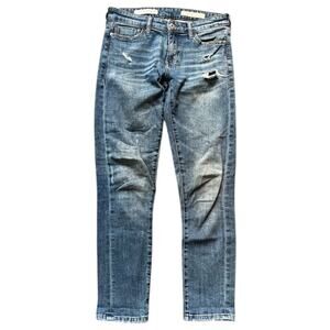 Pilcro Women's Boyfriend Slim Jeans - Distressed Blue - 25